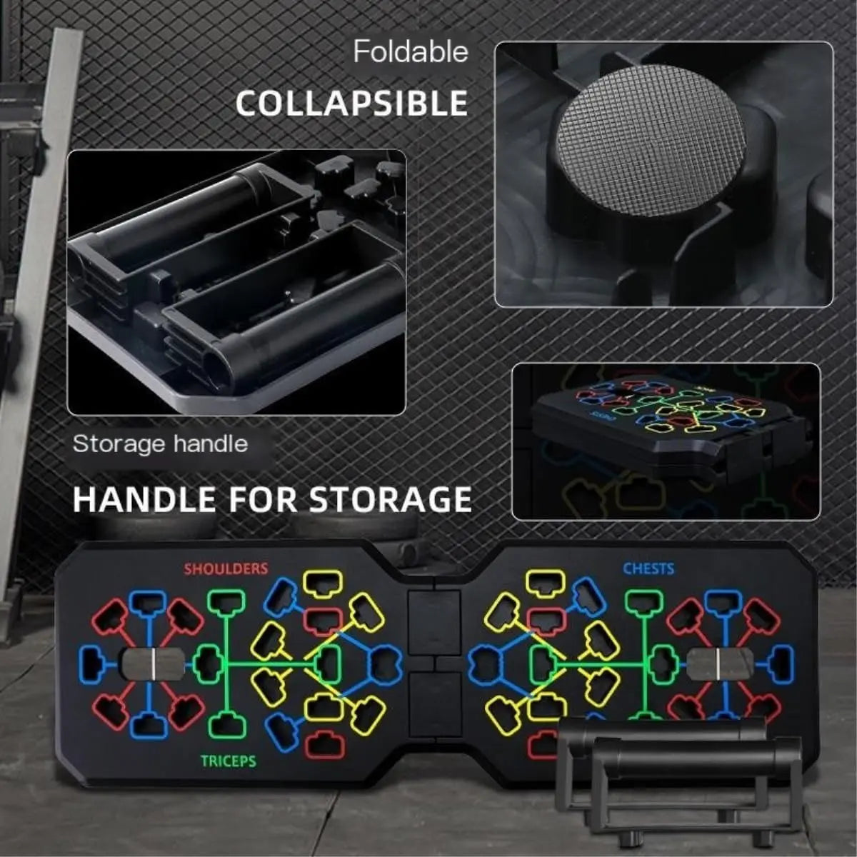 Foldable Fitness Equipment Portable Multifunctional Push-Up Board Set with Handles for Chest Abdomen Arms and Back Training