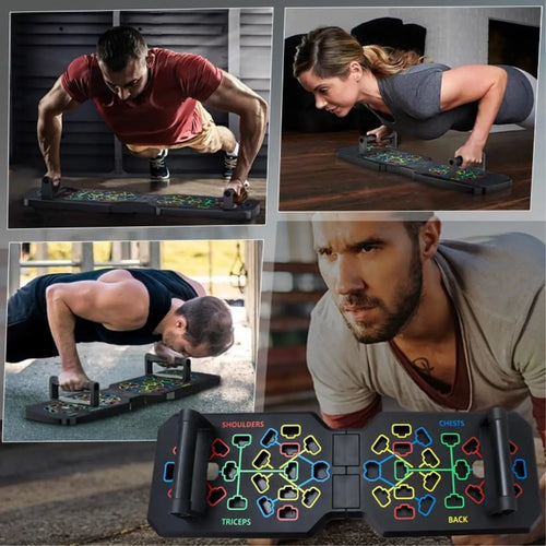 Foldable Fitness Equipment Portable Multifunctional Push-Up Board Set with Handles for Chest Abdomen Arms and Back Training