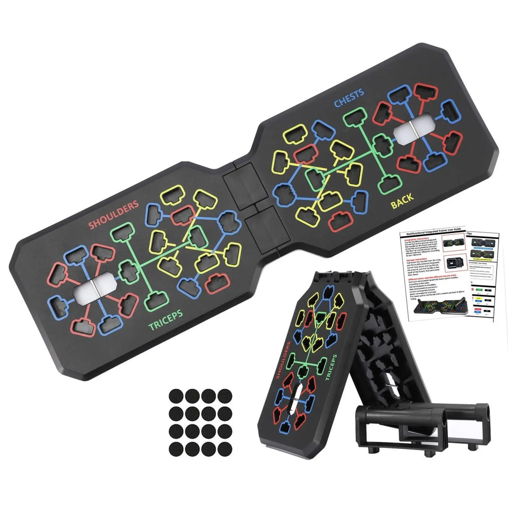 Foldable Fitness Equipment Portable Multifunctional Push-Up Board Set with Handles for Chest Abdomen Arms and Back Training