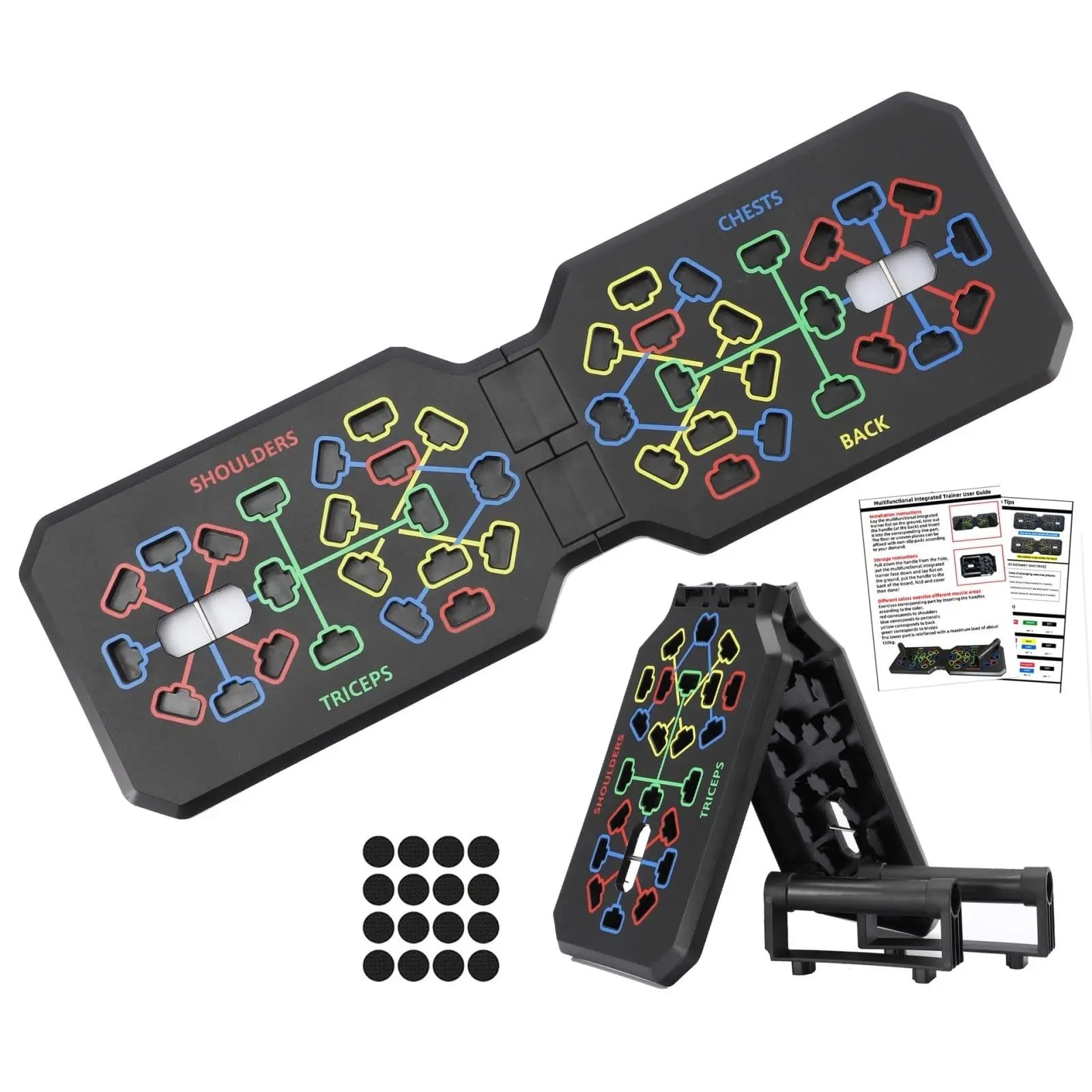 Foldable Fitness Equipment Portable Multifunctional Push-Up Board Set with Handles for Chest Abdomen Arms and Back Training