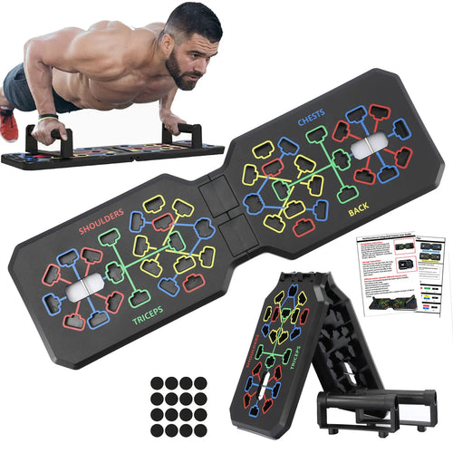 Foldable Fitness Equipment Portable Multifunctional Push-Up Board Set with Handles for Chest Abdomen Arms and Back Training
